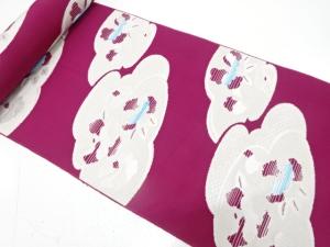 アンティーク　雲に椿模様織り出し　八寸帯地反物